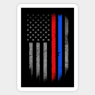 Thin Red Blue Line American Flag - Firefighter - Police Officer Magnet